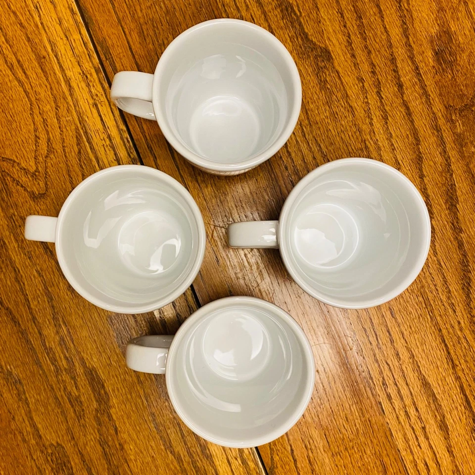 Juego de 4 tazas de café de porcelana blanca con logotipo rojo BODUM CORONA -4” ~12 OZ Foto 3 de 4