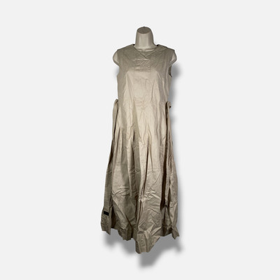 'S MaxMara Women's Beige Pleated Sleeveless Amina Belted Midi Dress Size 4