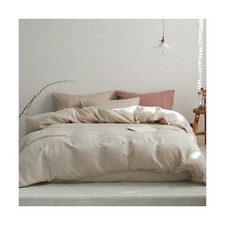 TOSMO 100 Linen Duvet Cover Set Queen, Pure French Flax Natural Linen Duvet ...