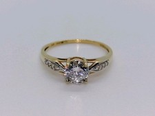 9ct Gold Engagement Ring Solitaire With Accents Fully Hallmarked Size L 1/2