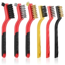 6 Pcs Wire Brushes Set Stainless Steel/Brass/Nylon Bristle Brushes for Rust Dirt