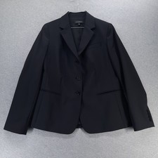 Talbots Blazer Womens 12 Black Wool Blend Button Front Lined Suit Jacket Career