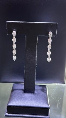 Aretes Colgantes Con Lámpara Lluvia Halo De Diamantes Simulados Plata Esterlina