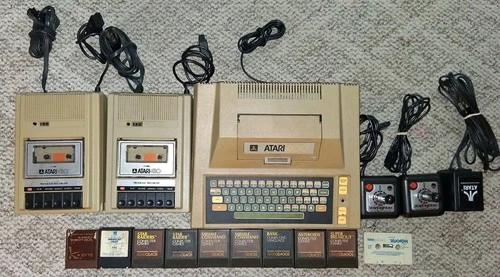 Vintage Atari 400 410 Computer System With Games Joysticks Recorders Untested 