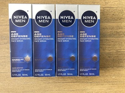 4 NIVEA MEN AGE DEFENSE Instant Hydrating Serum Dark Spots & Wrinkles 1.7 Oz NEW