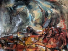 VINTAGE MODERNIST PAINTING 1950'S ABSTRACT EXHIBITED WOMENS PAINTER WEST LABEL