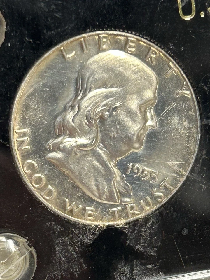 1955 5 Silver Coin Proof Set - In Proof Set Plastic Holder BX13-1 - Image 3 of 4