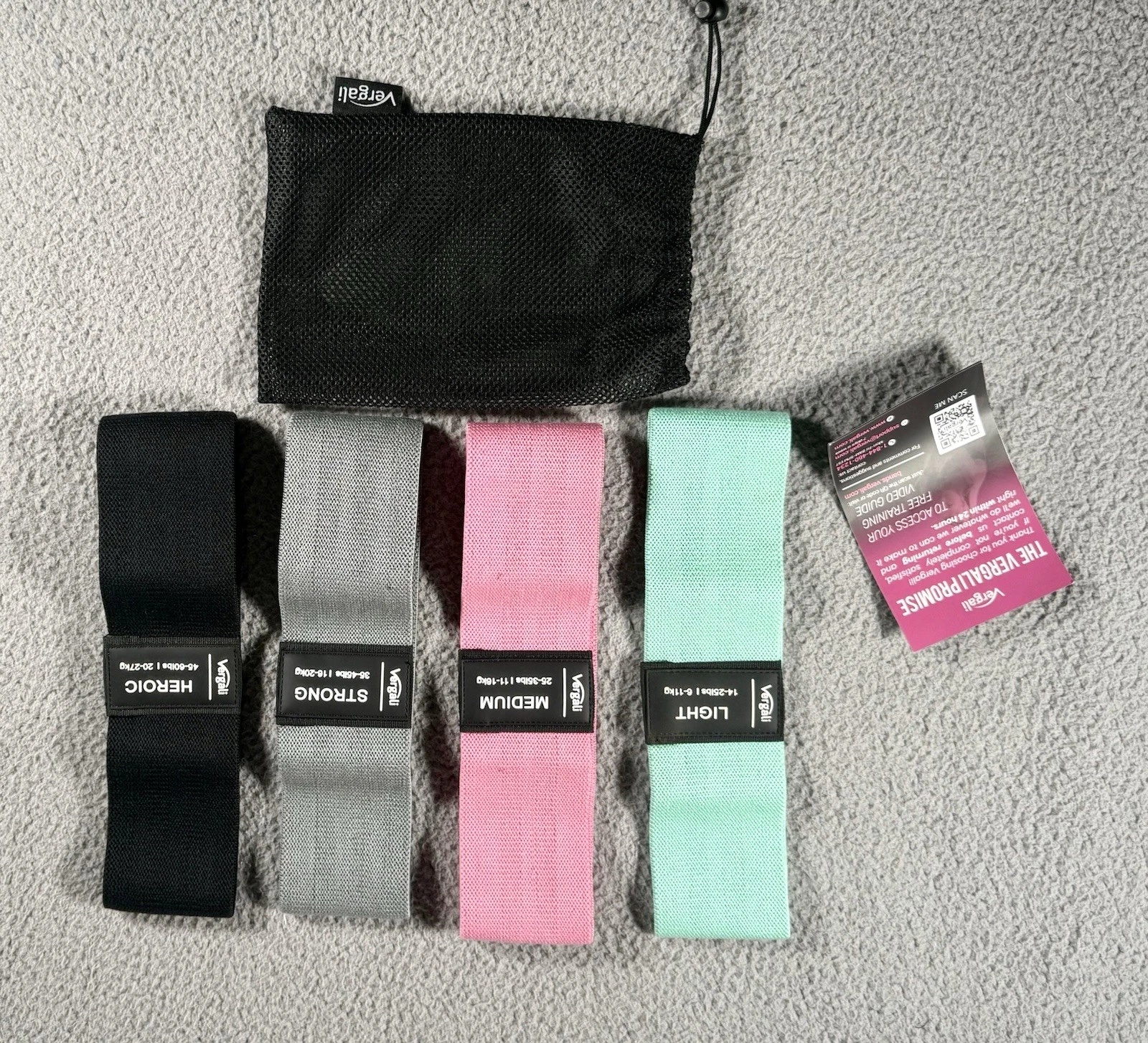 NWOT Resistance Bands for Working Out with Workout Guide 4 Booty Bands W/bag