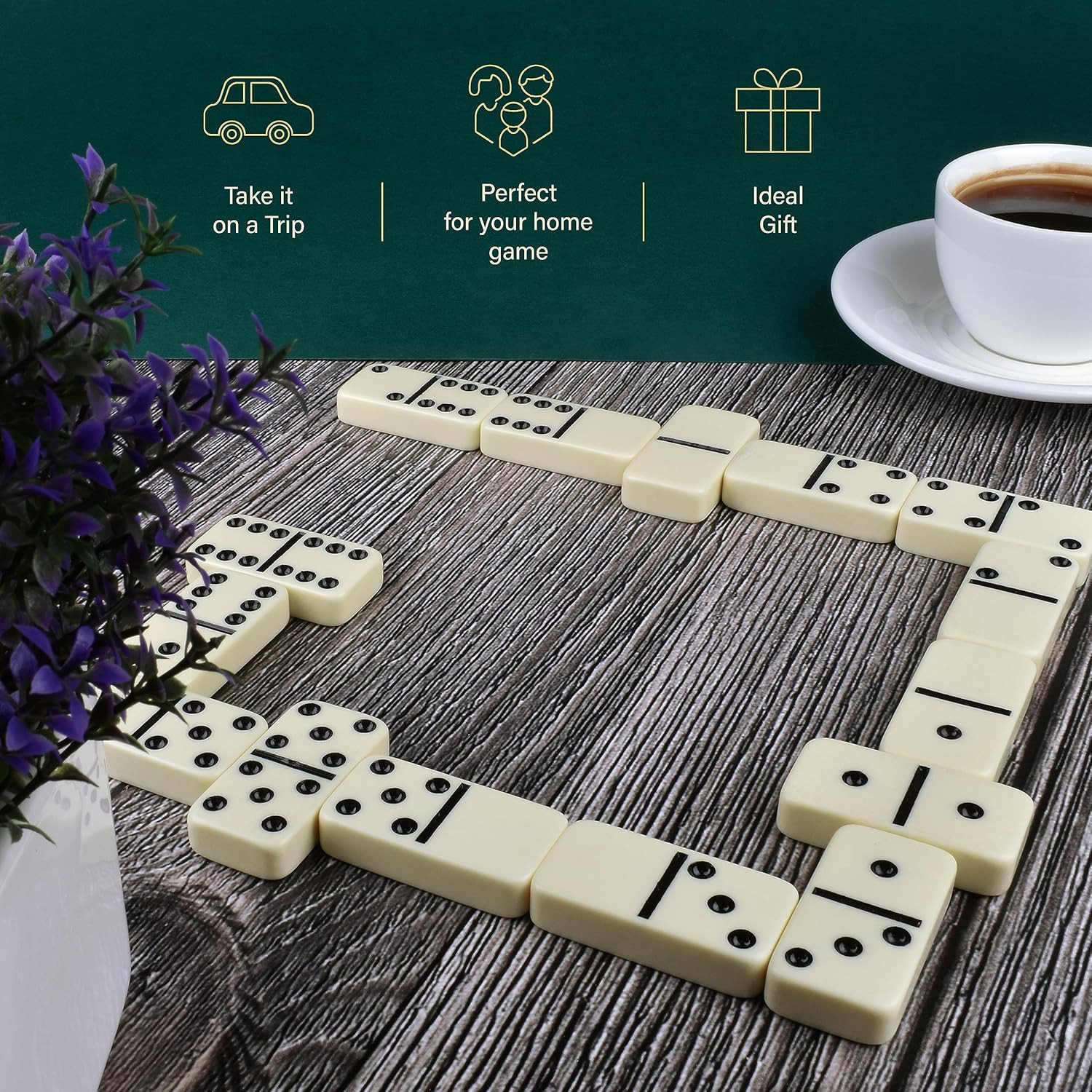 Jumbo Dominoes Set for Adults and Kids – Domino Set for Classic Board Games – Ju