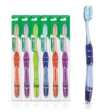 GUM Deep Clean Technique Toothbrush for Adults 1 Count Pack of 6 , Multi