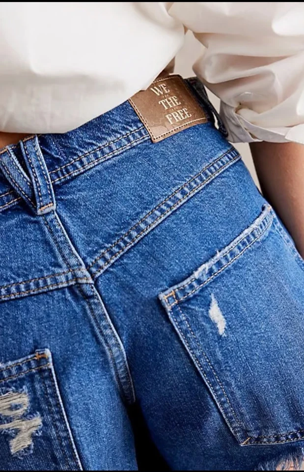 FREE PEOPLE We The Free - Westwood Hi-Low Shorts Hide Tide Blue Size 31 - Image 4 of 4