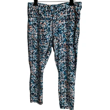 Xersion Quick-Dri Women's Ankle Legging XXL Blue Pink Geometric Print Stretchy