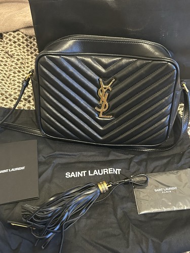 Saint Laurent YSL Camera Lou Bag in Black Quilted Leather and Gold Hardware