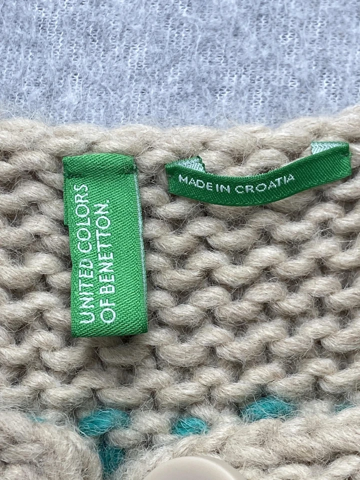 United Colors of Benetton Sweater Girls Medium 7-8 Multicolor Knit Heart Pattern - Image 3 of 4