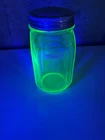 Vintage Anchor Hocking Green Paneled Uranium Glass 6.5” Hoosier Spice Jar