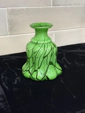 Vintage ‘70s Murano Style Green Cased Glass Bud Vase Abstract 4”x3” 12oz