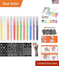 Washable Body Tattoo Markers Kit - 12 Vibrant Colors  104 Stencils for All Ages