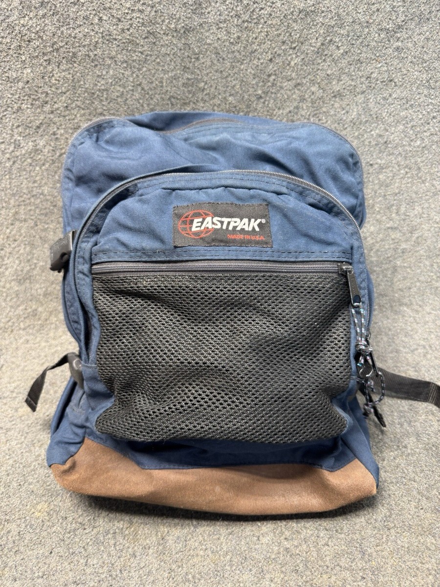 Vintage Eastpak Made In USA Army Green 90s Backpack Leather