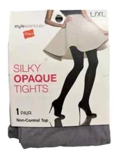 Hanes Silky Opaque Tights, Graduated Compression Size L/XL Mineral Stone Grey