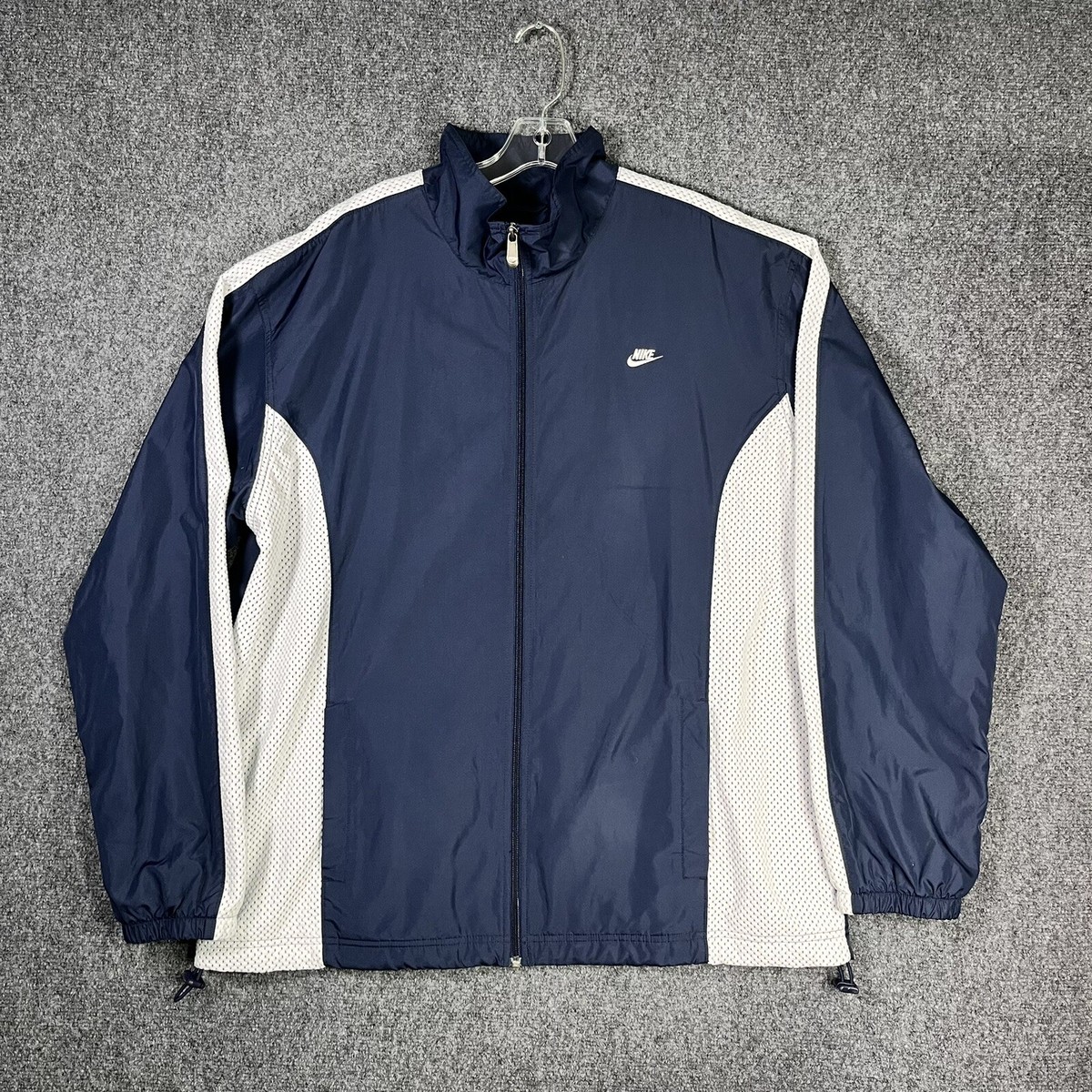 Nike Full Zip Windbreaker Men's XXLarge Track Jacket Lined Navy