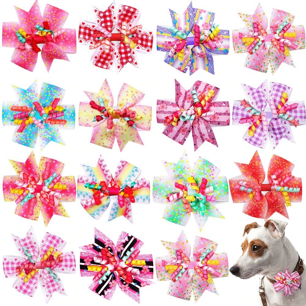 100Pcs Movable Colorful Fancy Dog Bowtie Necktie Collars Pet Grooming