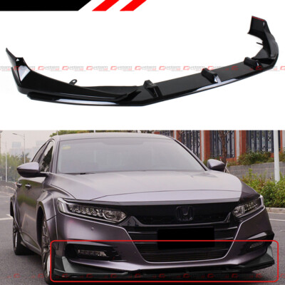 FOR 18-2020 HONDA ACCORD AKASAKA PAINTED GLOSS BLK FRONT BUMPER LIP SPLITTER KIT