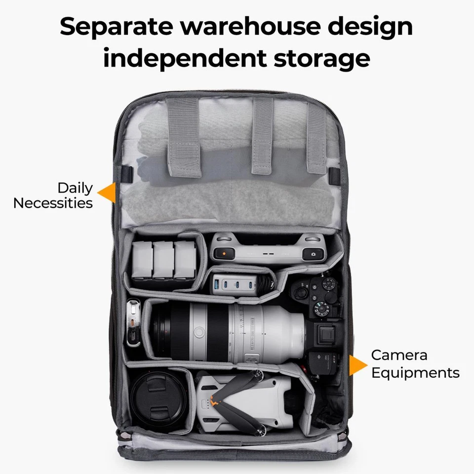 K&F Concept Backpack 20L Black Travel Backpack for Outdoor Photography Waterp... - Image 3 of 4