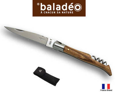 Baladeo Laguiole 120mm Zebra Wood Handle Corkscrew Knife