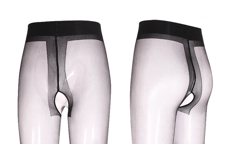 Medias medias cintura alta entrepierna abierta letras estampadas costura trasera Foto 3 de 4