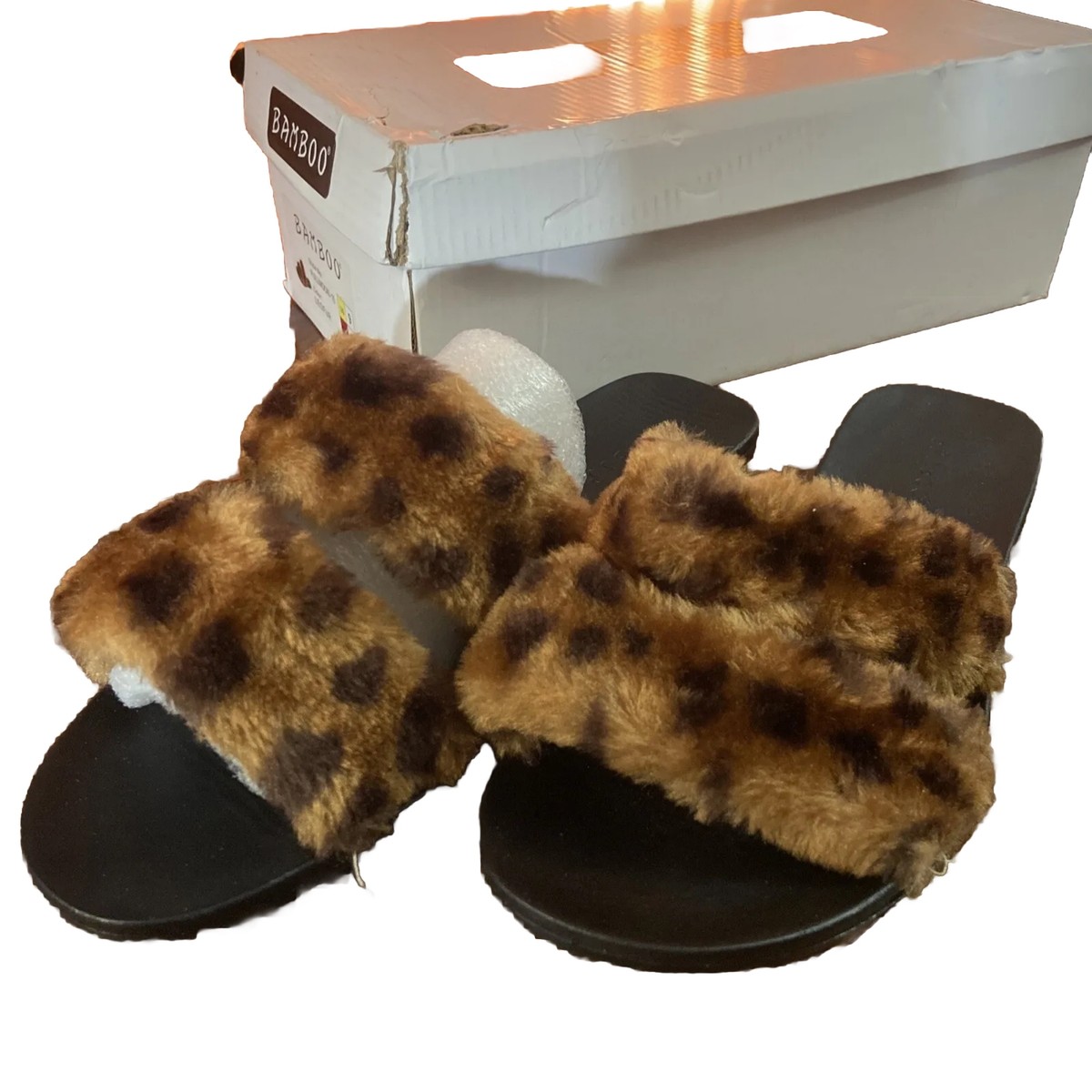 Fuzzy Slides Bamboo Fluffy Slippers ID REQUIRED Pink FURRY Open