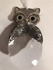 K&K Interiors Silver and Crystal Owl Hanging Ornament/Suncatcher