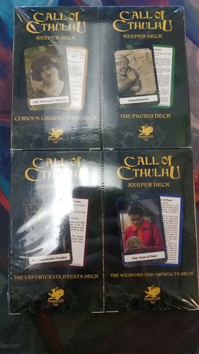 Call of Cthulhu: Keeper Decks 4 Card Decks 7th Edition Chaosium RPG Aid New!