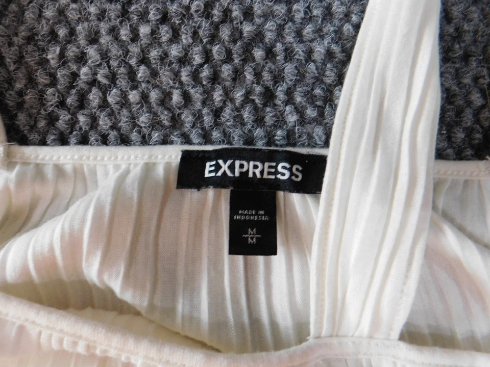 Express Womens Blouse Medium White pullover top strap stretch - Image 4 of 4
