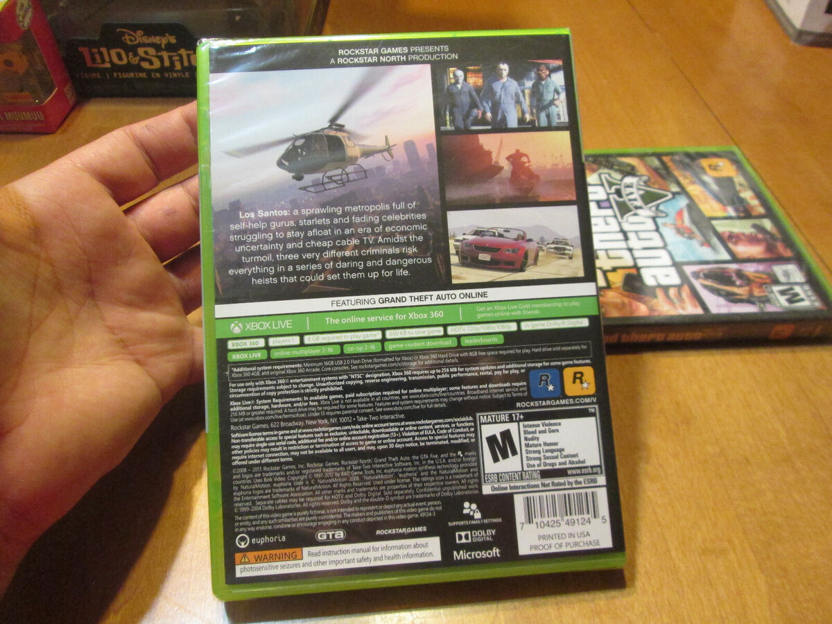 Grand Theft Auto V 5 FIVE XBOX 360 FIRST PRINT US EDITION NEW FACTORY SEALED