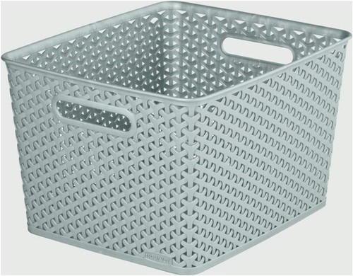 Storage Basket Box Plastic Curver My Style 18Lt Vintage White & Grey Rectangular - Picture 4 of 10