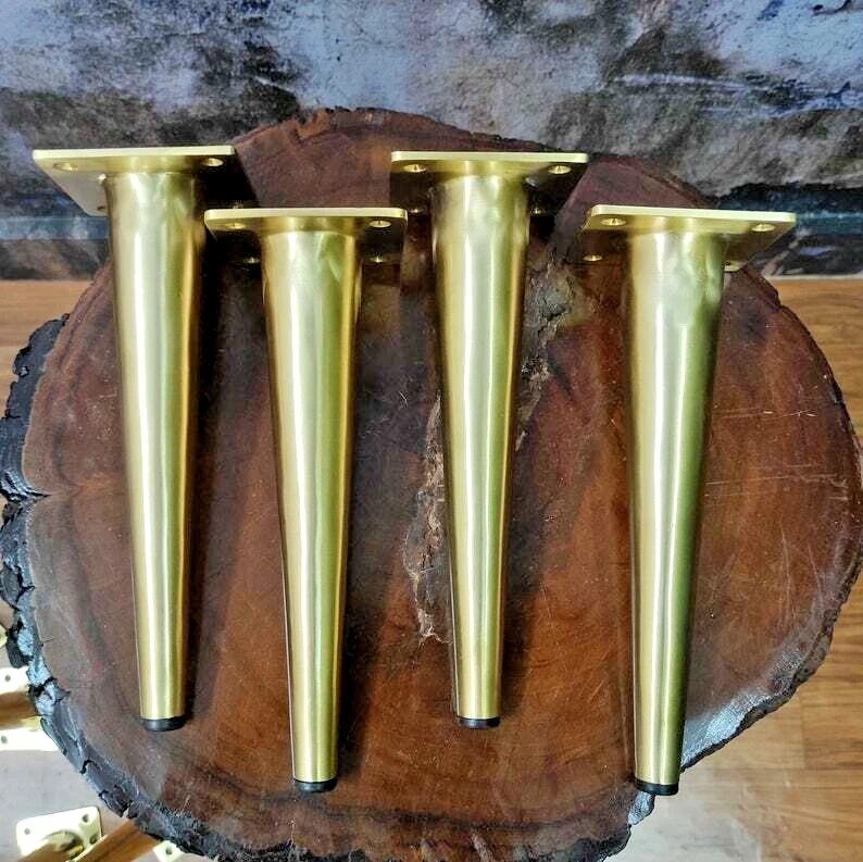 Conjunto de 4, 4"" a 24" Faça Você Mesmo Móveis Retos de Latão Sólido Sofá Mesa Pernas - Imagem 3 de 4