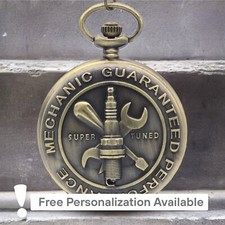 Mechanic Pocket Watch   Vintage Look Diesel Truck Car Worker Super Tuned Gift