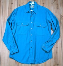 Vintage 80s St John's Bay Chamois Cloth Shirt Men Large Tall Blue USA Made
