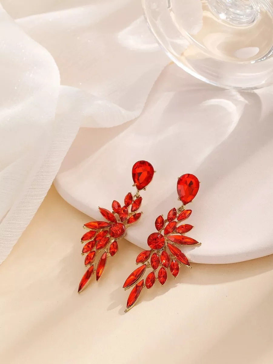 Red evening earrings sale