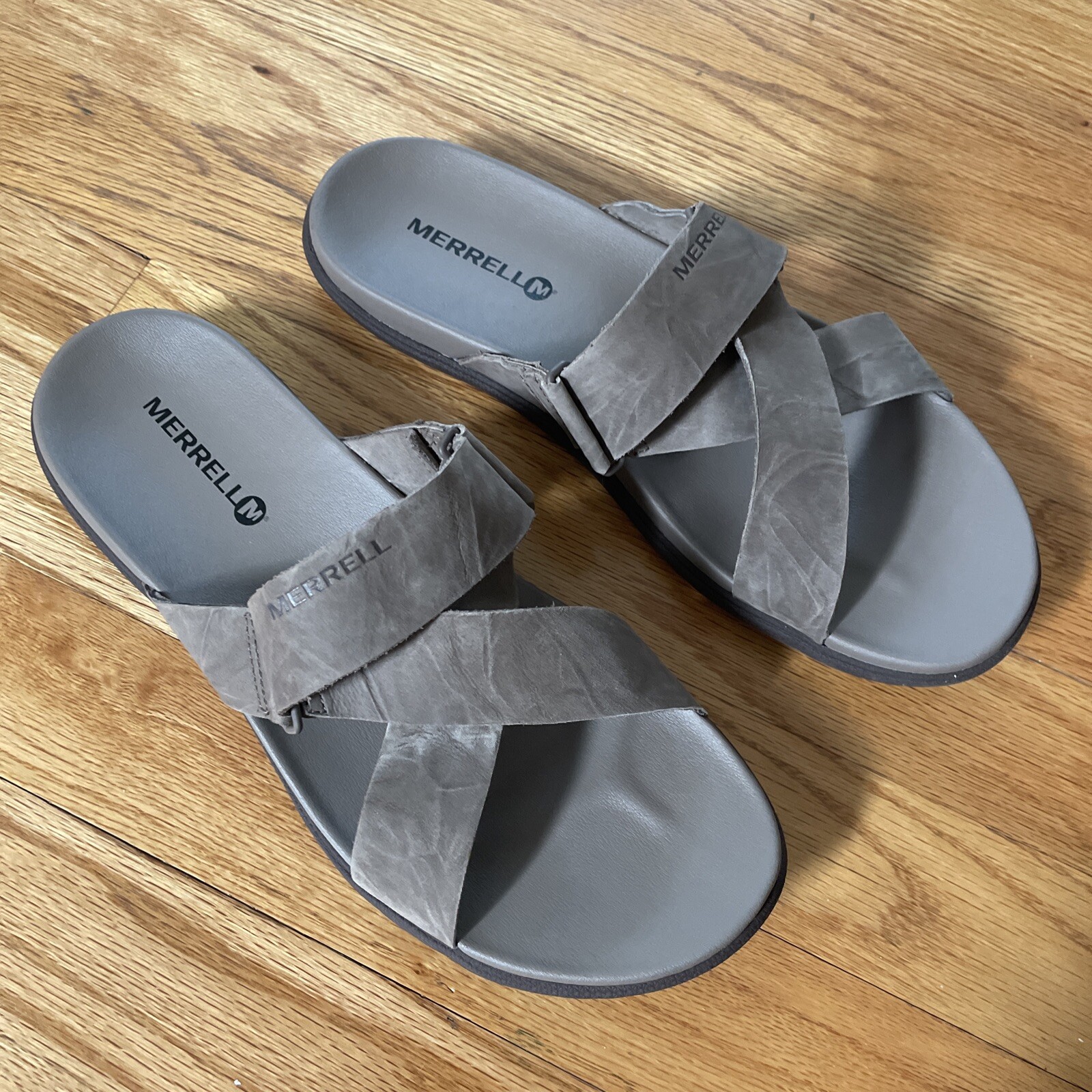 Merrell Select Grip sandali slip on grigio cinturino incrociato elastico donna taglia 10