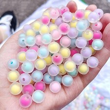 200 Mixed Transparent Color Acrylic Smooth Round Beads 8mm Spacer "Bead in Bead"