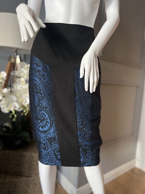 Ted Baker Rock Carron Jacquard Bleistiftrock schwarz dunkelblau Gr. 0 XS UK6/8