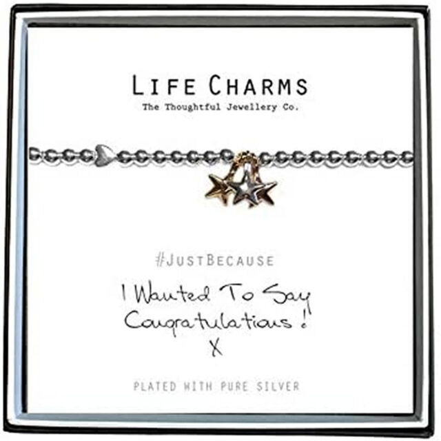 Life Charms Jewellery Congratulations Silver Plated Bracelet With Gift Box