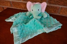 SECURITY Blanket MINKY DOTS Sea Green ELEPHANT Lovey Teal PINK Ears Bow Plush