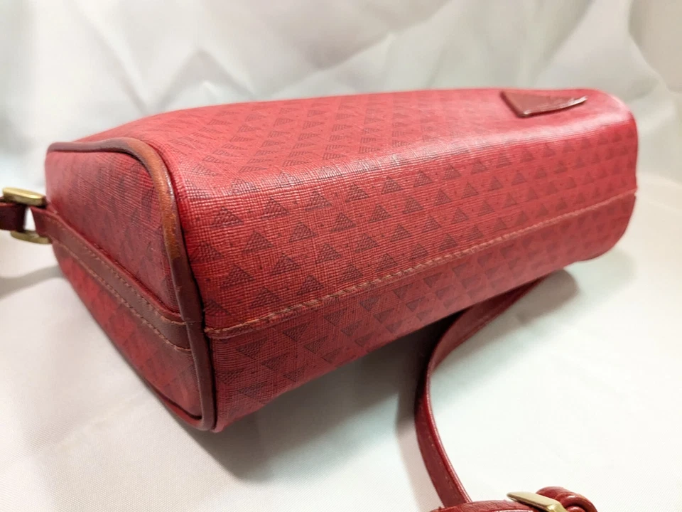 Bolso de mano bandolera Liz Claiborne 1984 vintage lona roja con adornos de cuero restaurado Foto 4 de 4