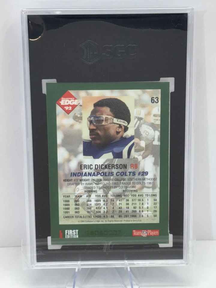 Eric Dickerson #63, 1992 Collector's Edge - Colts  - Image 2 of 2