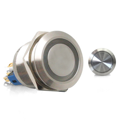 Momentary 22mm No Illumination Ring LED Aluminum Billet Button Silver Illuminate