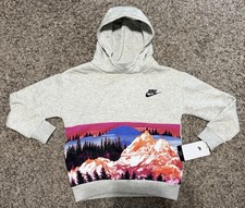 Nike Gray Heather Boys Hoodie Size 7 Mountains 6-7 Years Large NWT