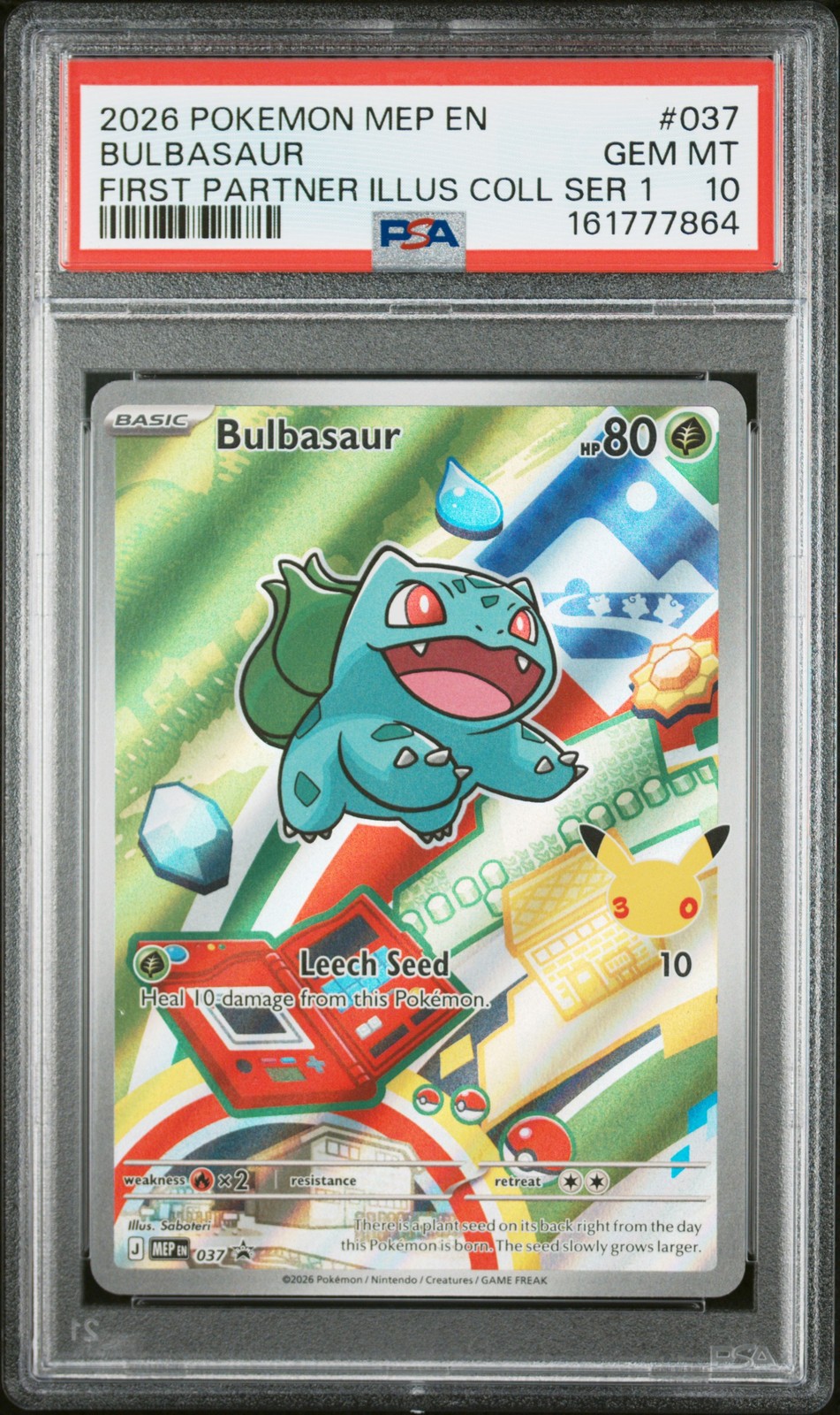 2026 POKEMON MEP EN-ME FIRST PARTNER ILLUSTRATION COLLECTI #037 BULBASAUR PSA 10