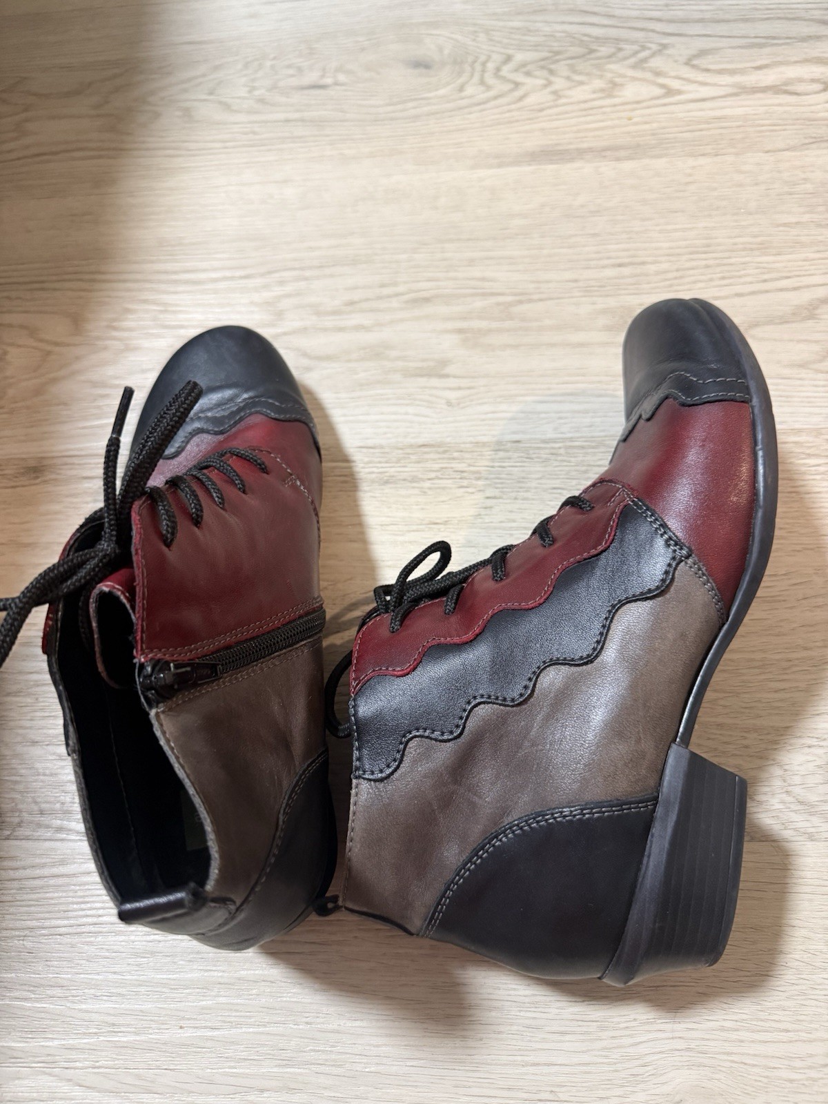 Remonte Patchwork Colorblock Leather Ankle Bootie… - image 1